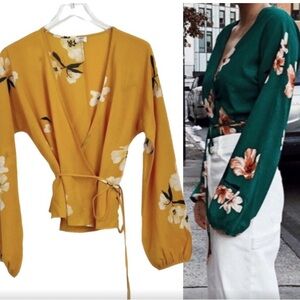 Wilfred Yellow Floral Wrap Blouse